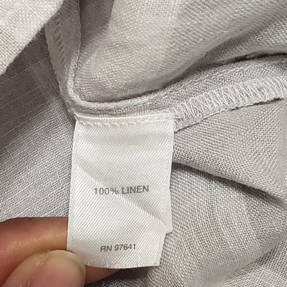 J. Jill Love Linen Gingham Plaid Sleeveless Top Gray White Large Button Back - Picture 8 of 11